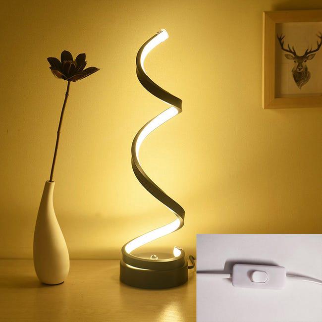 Lampa stołowa LED, nowoczesna, minimalistyczna, spiralna lampa stołowa z regulacją kolorów, 17 W, 3-kolorowa lampka nocna, lampka biurkowa, czarna