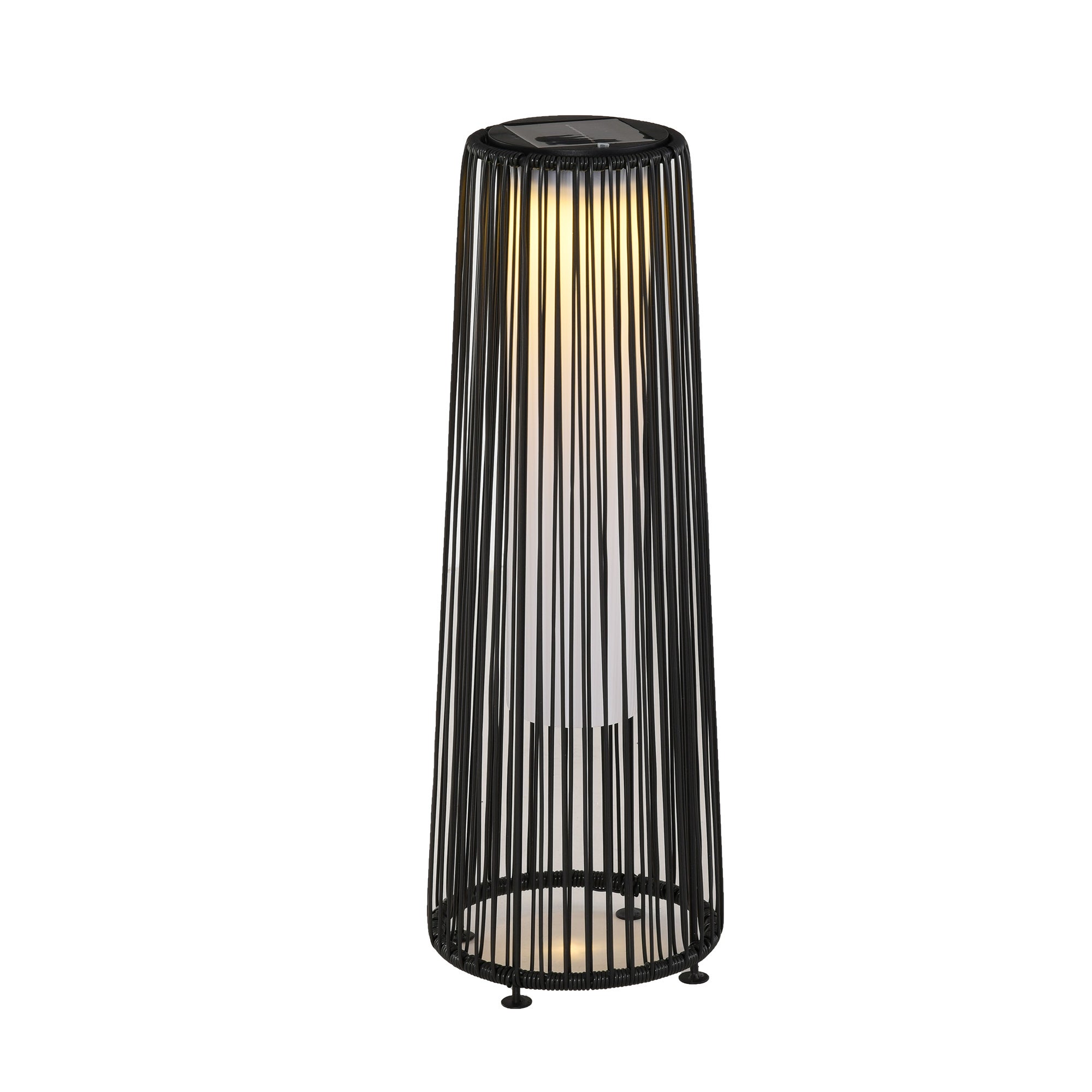 Lampa podłogowa z plecionego rattanu zasilana energią słoneczną, z żarówką LED 0,8 W, do użytku na zewnątrz, Ø 21,5 x 61 cm