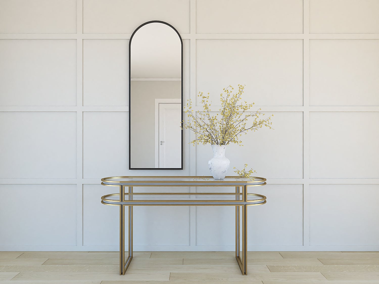 PORTAL LINE Lustro 140 × 50 cm w czarnej aluminiowej ramie