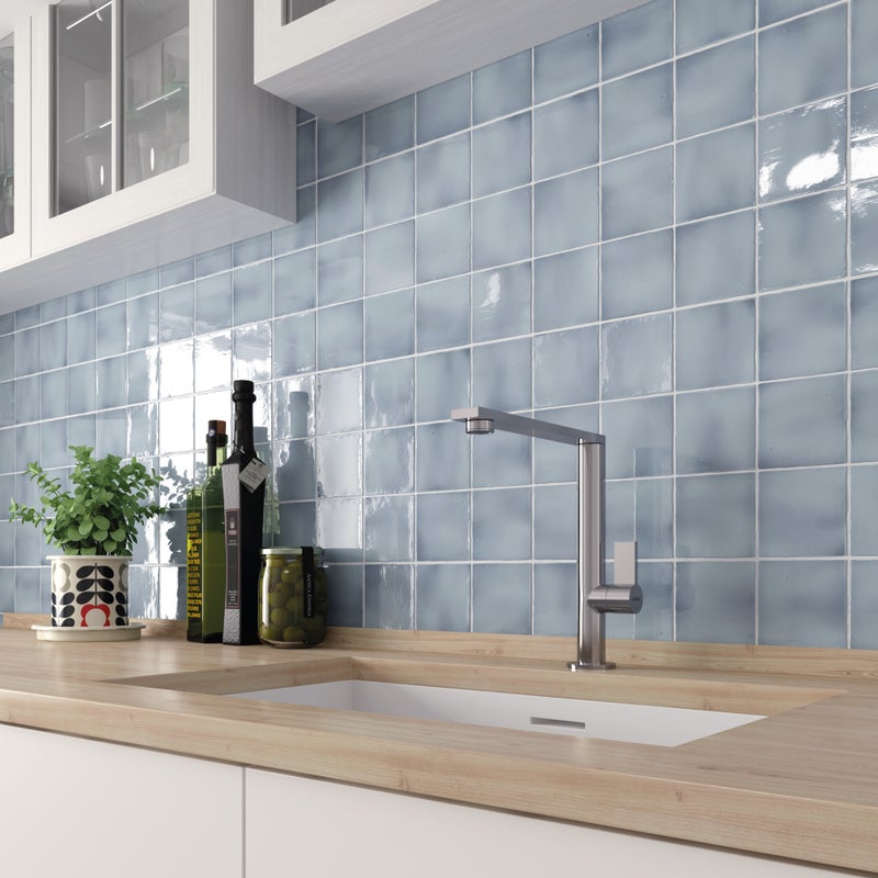Glazura Premium z efektem zellige, połysk 10x10 cm Manacor Blue Moon