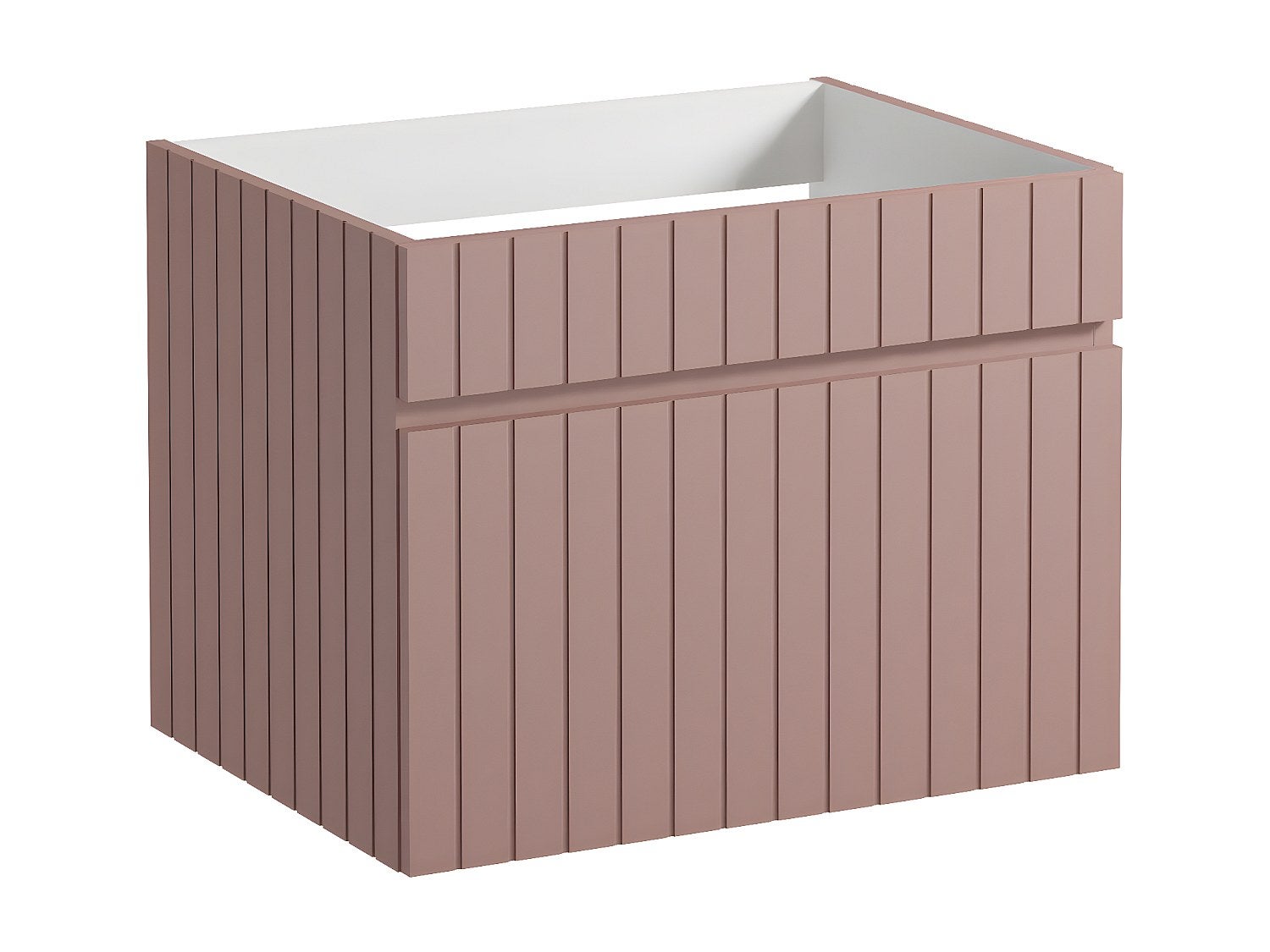 Szafka pod umywalkę wisząca ryflowana różowa - 60 cm - SATARA