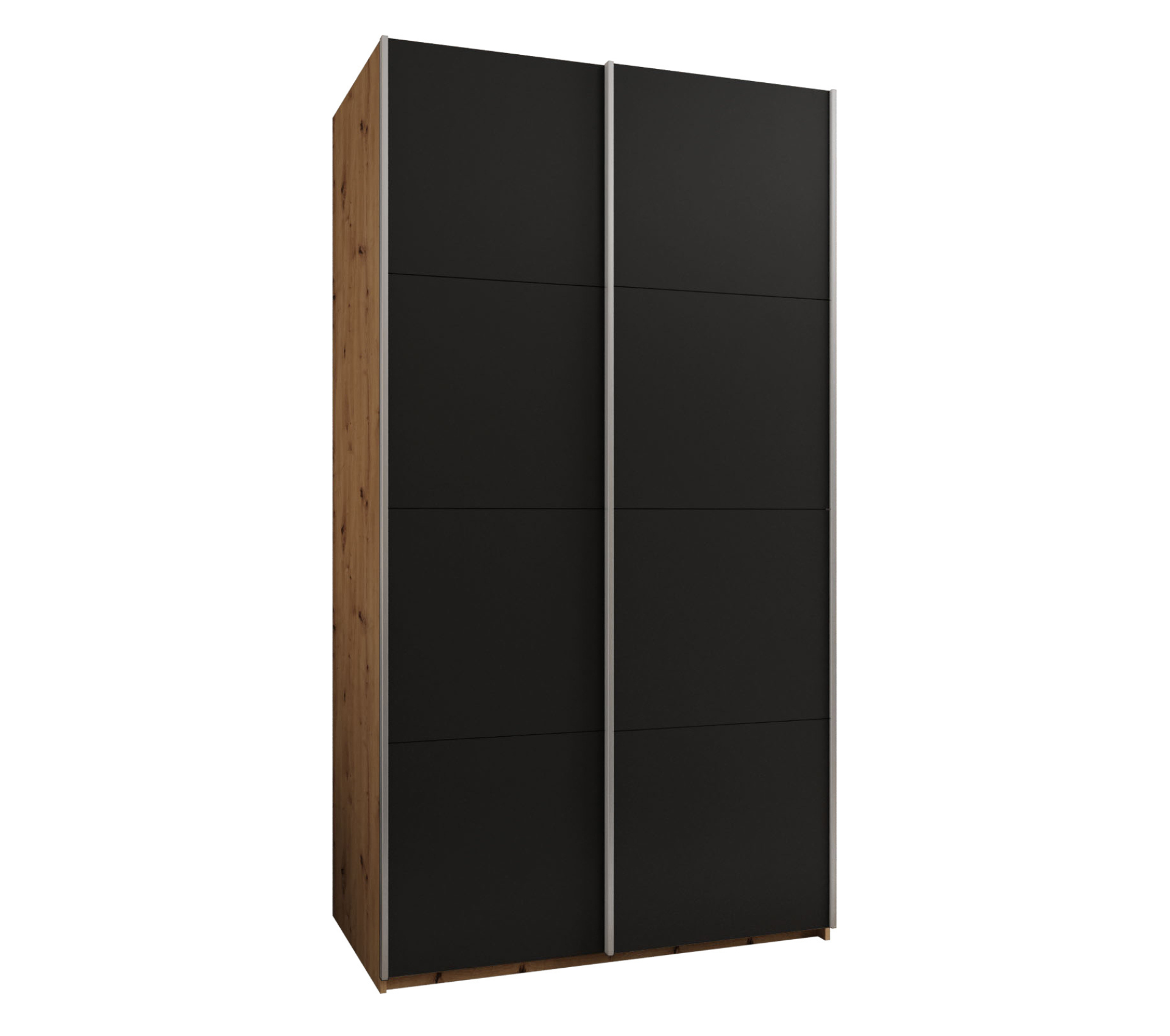 Szafa przesuwna wysoka Lux 1 130 x 64 x 245,5 cm artisan + czarny + u. srebrny - Abiks Meble