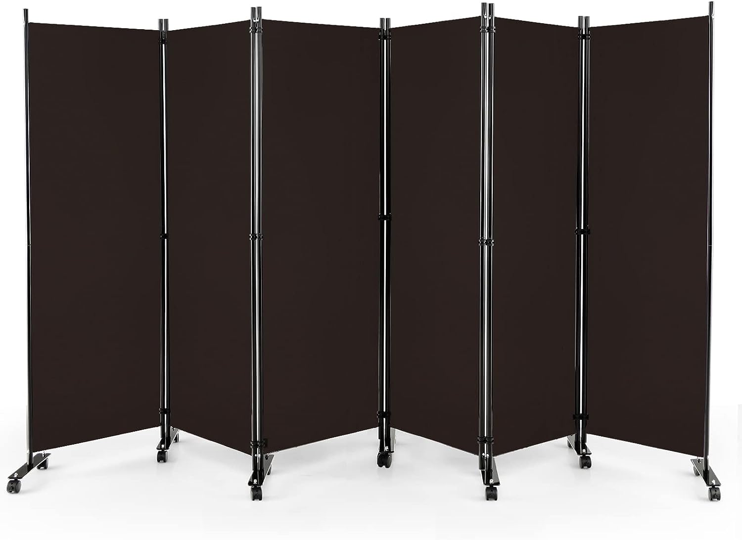 Składana przegroda pokojowa z 6 panelami, duża parawan o wysokości 172 cm, brązowy