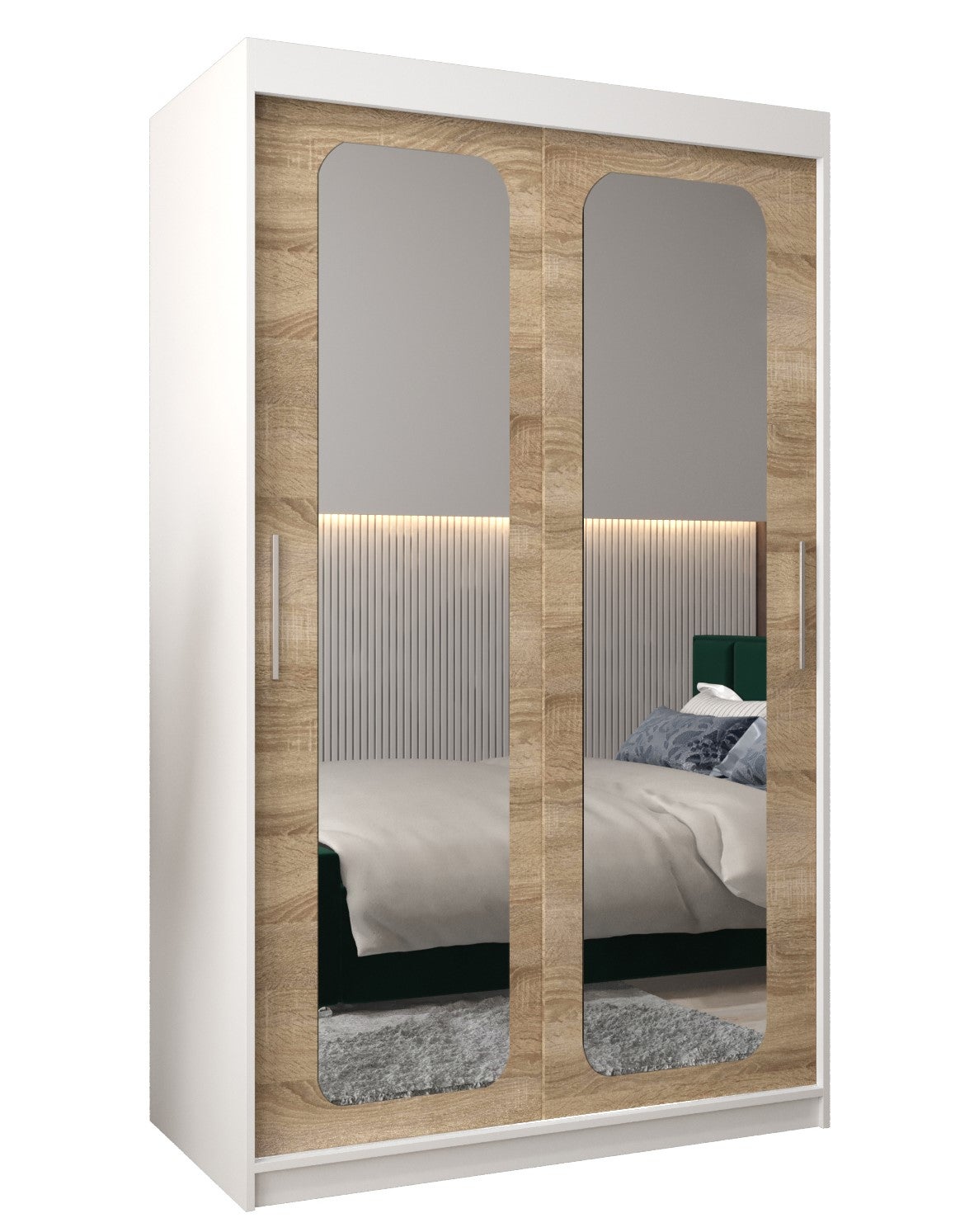 Szafa przesuwna garderoba PROMO T3 120 x 62 x 200 cm Biały + Sonoma - Abiks Meble