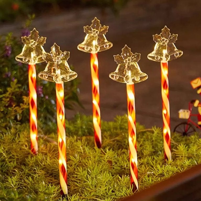 Zestaw 5 wodoodpornych dzwonków, świąteczne lampki krajobrazowe, solarne lampy do wbijania w ziemię, oświetlenie zewnętrzne, lampki ogrodowe