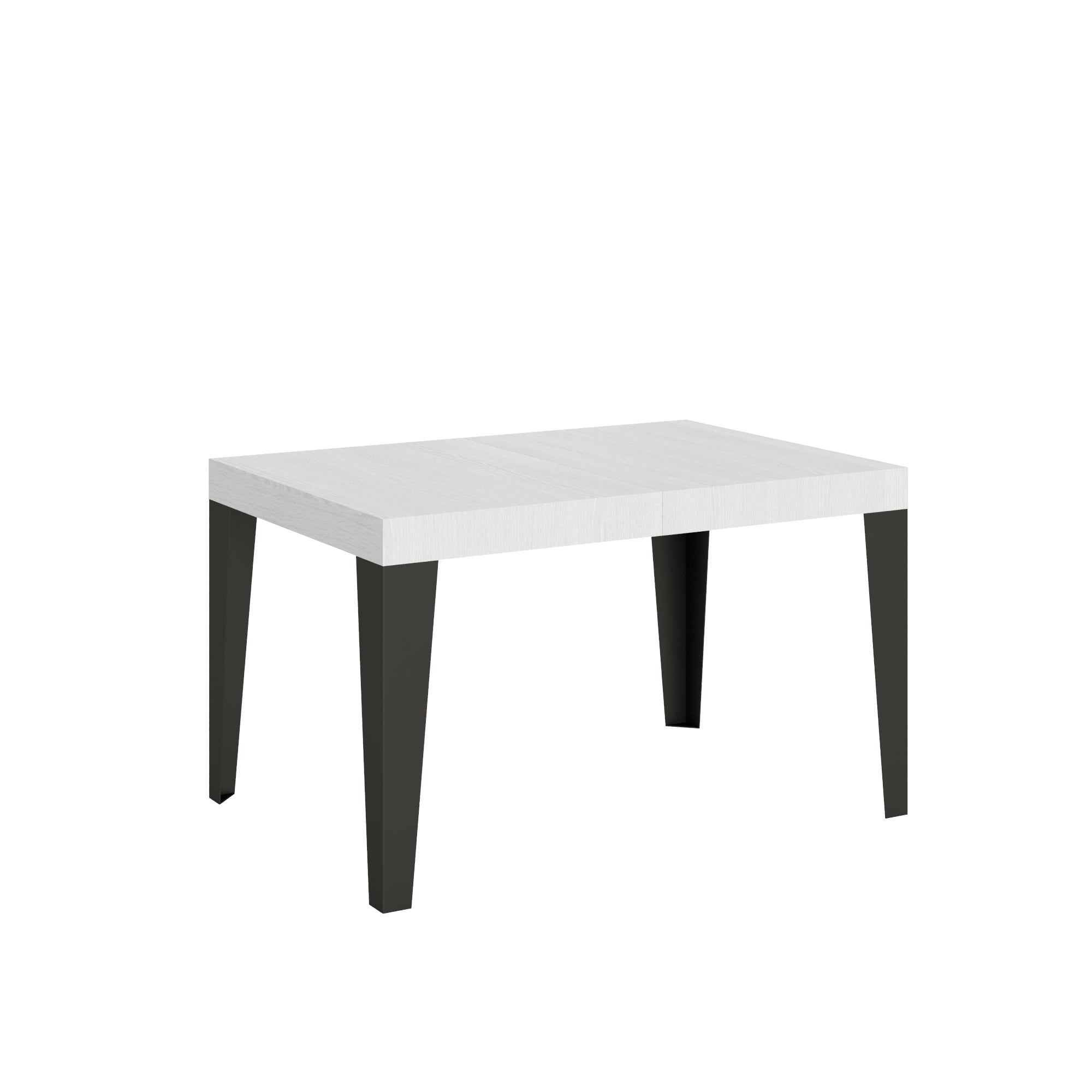 Mesa extensible FLAME 90x140 de 244 cm con patas de diseño industrial, color fresno blanco.