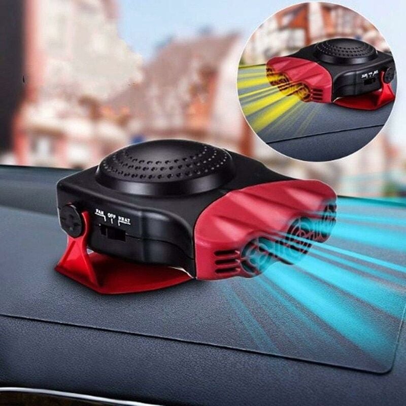 Ogrzewacz samochodowy 2 w 1 z szybkim nagrzewaniem i chłodzeniem, przeciwmgielny, 12 V, 150 W, wtyczka do zapalniczki 3-pinowa, czerwony