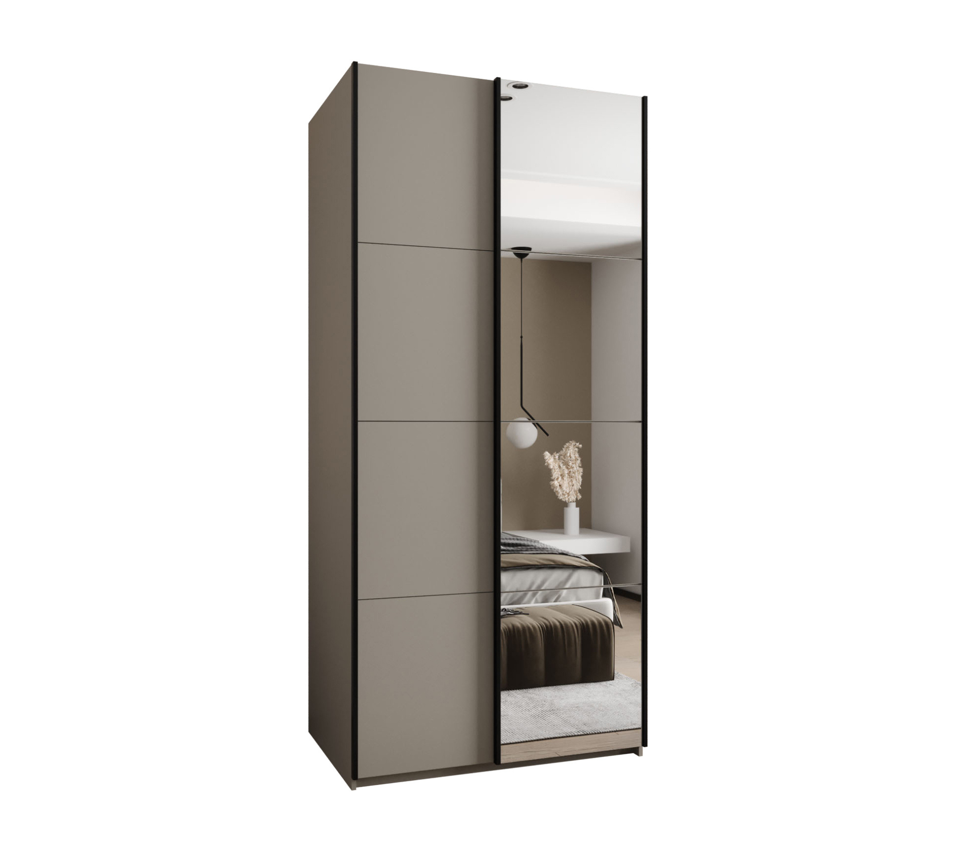 Szafa przesuwna wysoka Lux 3 110 x 64 x 245,5 cm kaszmir + kaszmir + u. czarny - Abiks Meble