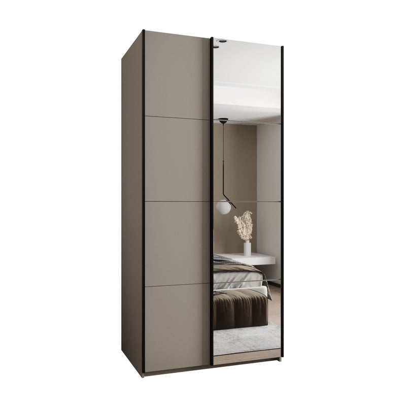 Szafa przesuwna wysoka Lux 3 110 x 64 x 245,5 cm kaszmir + kaszmir + u. czarny - Abiks Meble
