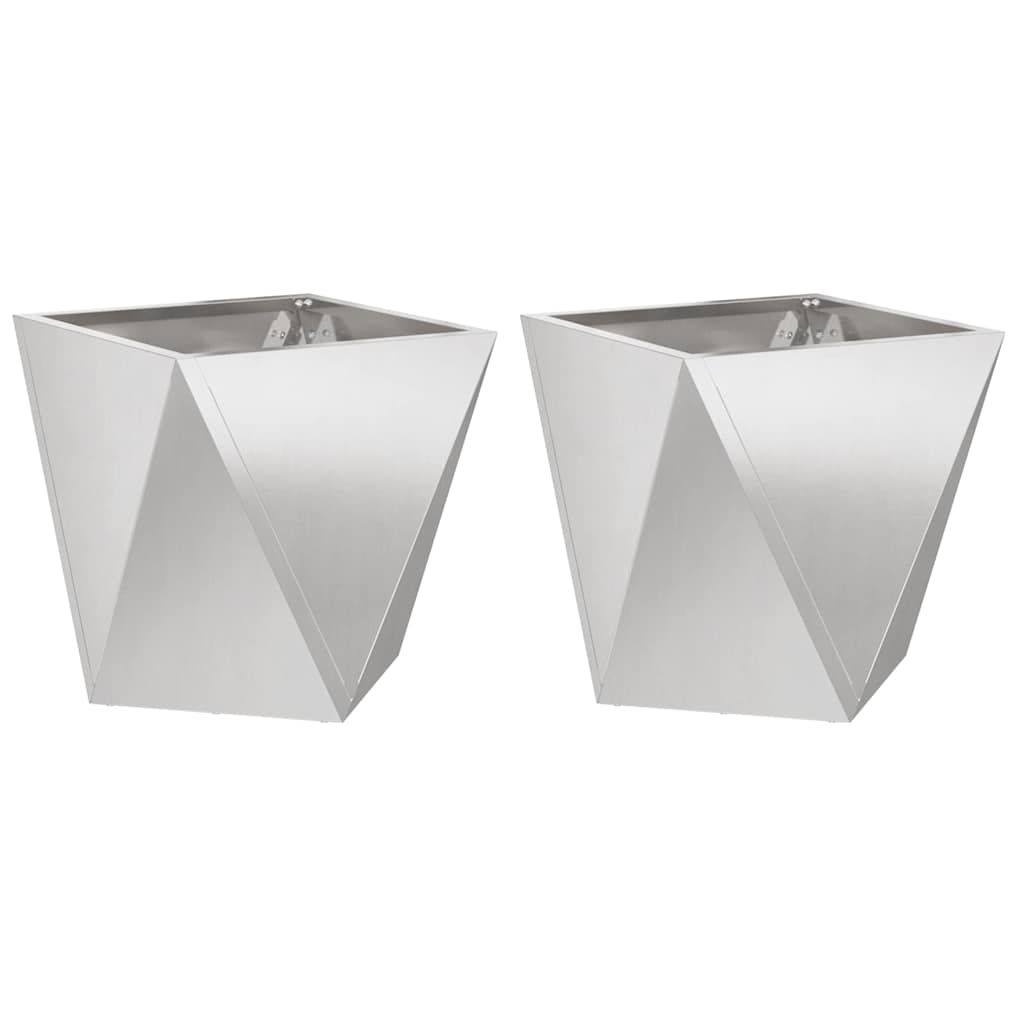 Donica 2 szt. Srebrny 40 x 40 x 40 cm Stal nierdzewna