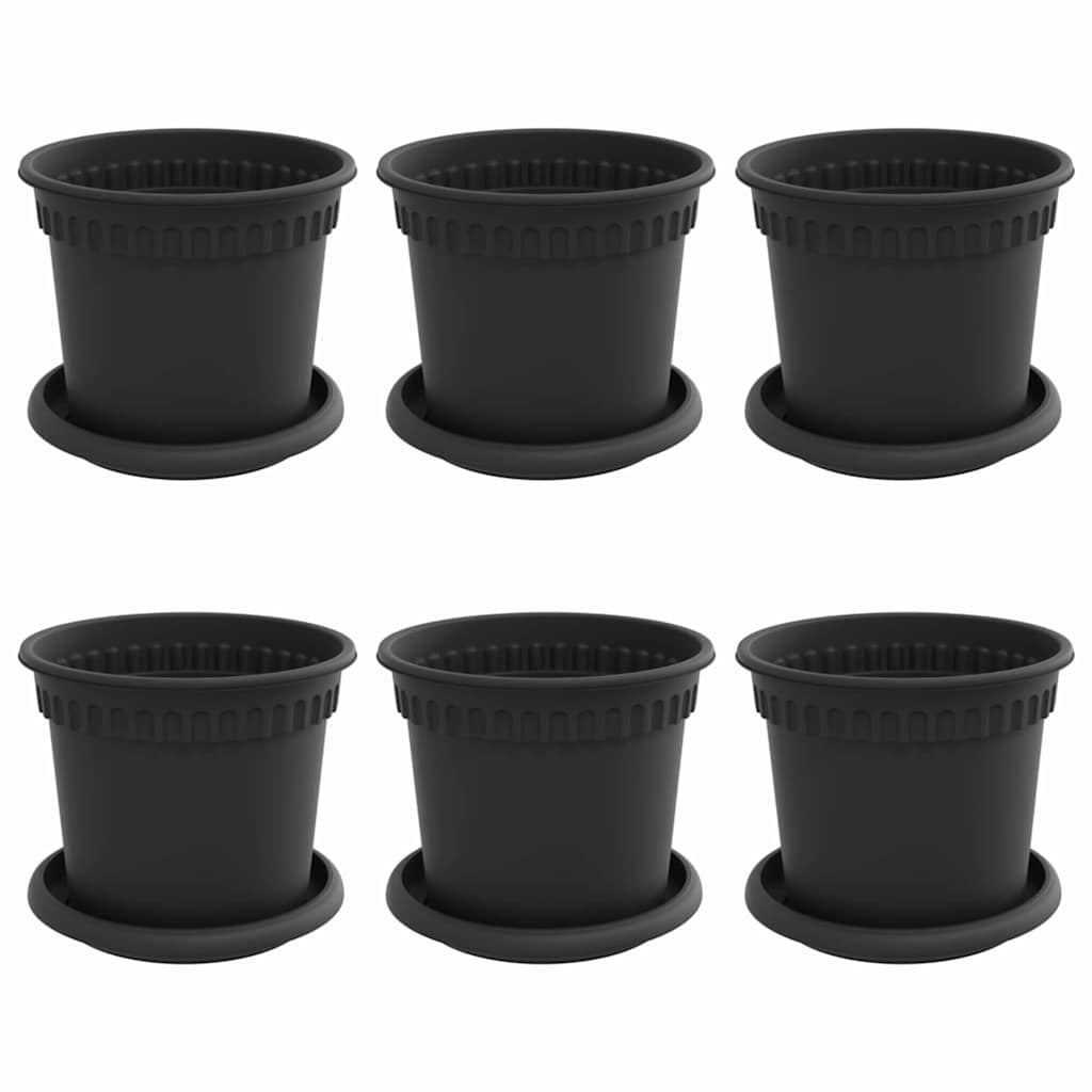 Doniczki 6 pcs Czarny Ø 15 x 12 cm Z tworzywa sztucznego