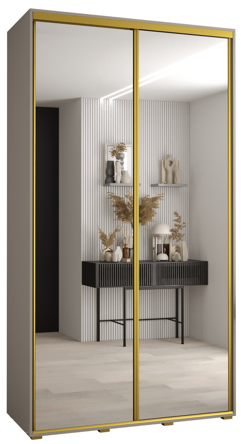 Szafa przesuwna z lustrem wysoka Dakota 2 140 x 45 x 235,2 cm kaszmir + u. Złoty - Abiks Meble