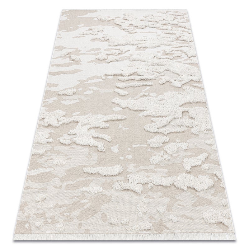 Dywan MOROC 22331 Abstrakcja Ekologiczny, EKO SIZAL frędzle - strukturalny beż / krem 117x170 cm