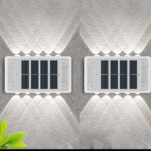 Zestaw 2 Solarnych Lamp Ściennych - 10 LED, Wodoodporny Wall Washer, Białe Światło, Oświetlenie Ambientowe na Balkon/Alejkę/Ogród w Stylu Współczesnym