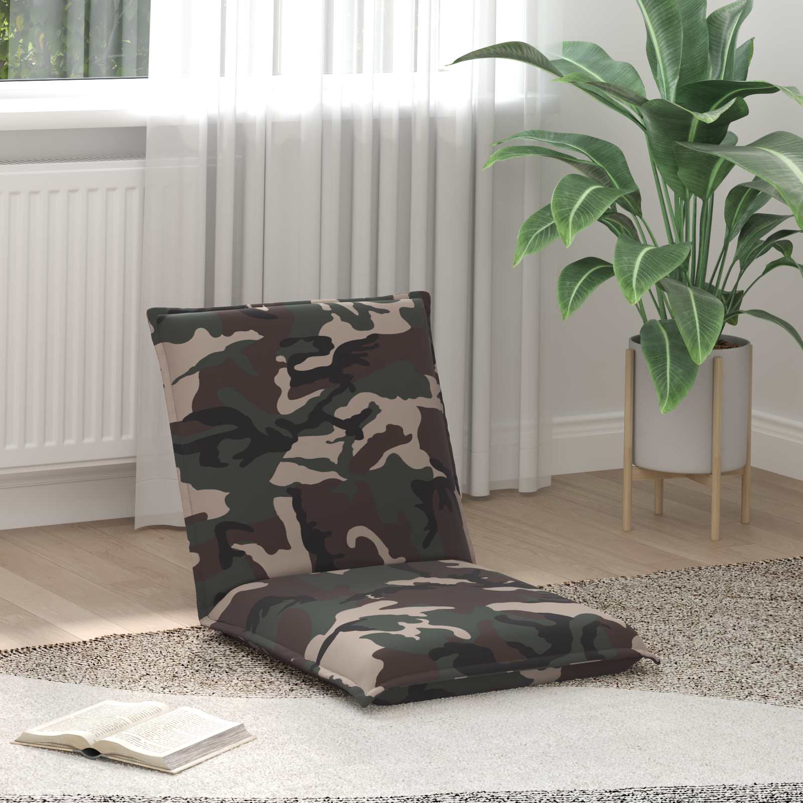 Regulowany fotel na podłogę Armijny tkanina vidaXL