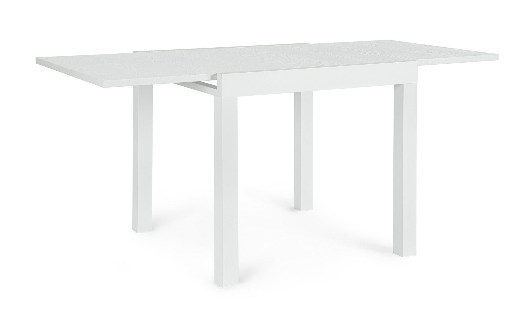 Rozkładany stół aluminiowy z blatem imitującym drewno 80/160X80 Biały