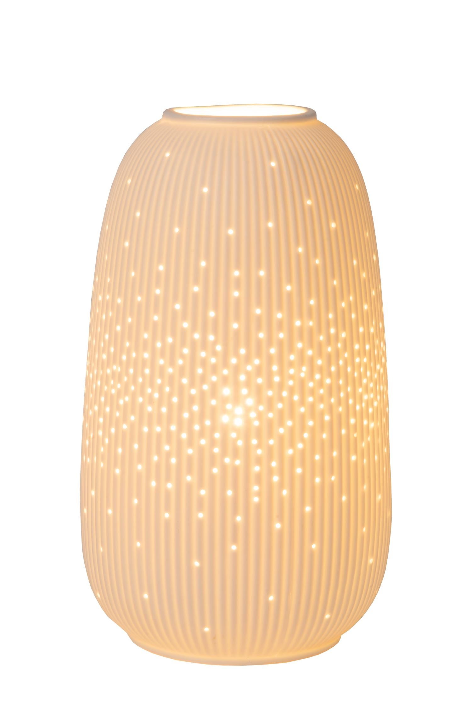Lampa stołowa porcelanowa Flores biała 1xE14x25W porcelana wym:24,1x14,1x14,1cm IP20 Lucide