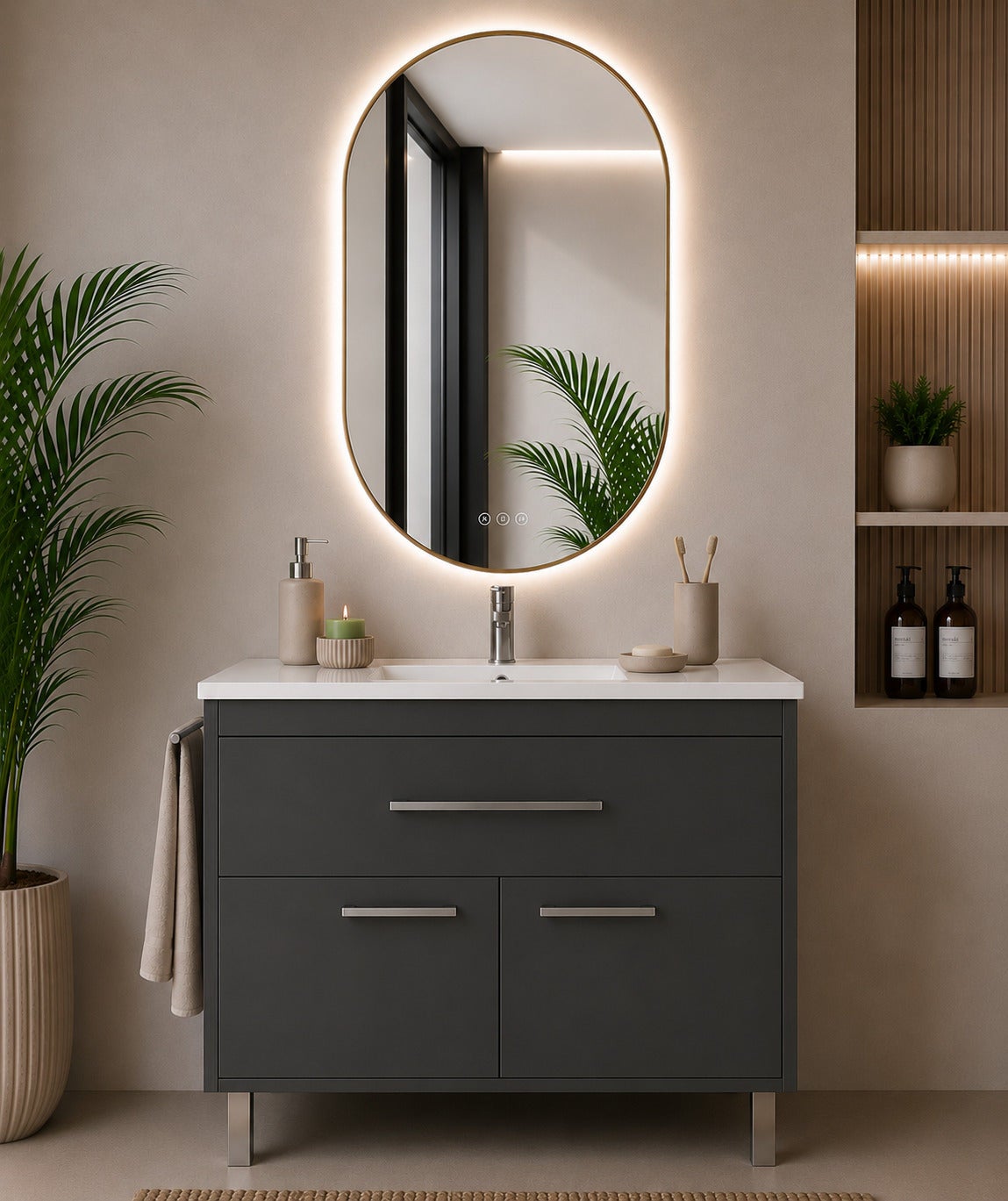 Szafka łazienkowa z umywalką ORIGENBATH BAHIA bez lustra 60x35 cm grafitowy