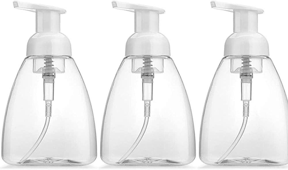 Zestaw 3 pustych, napełnianych, przezroczystych, plastikowych dozowników do mydła w piance o pojemności 250 ml, idealnych do zlewów kuchennych