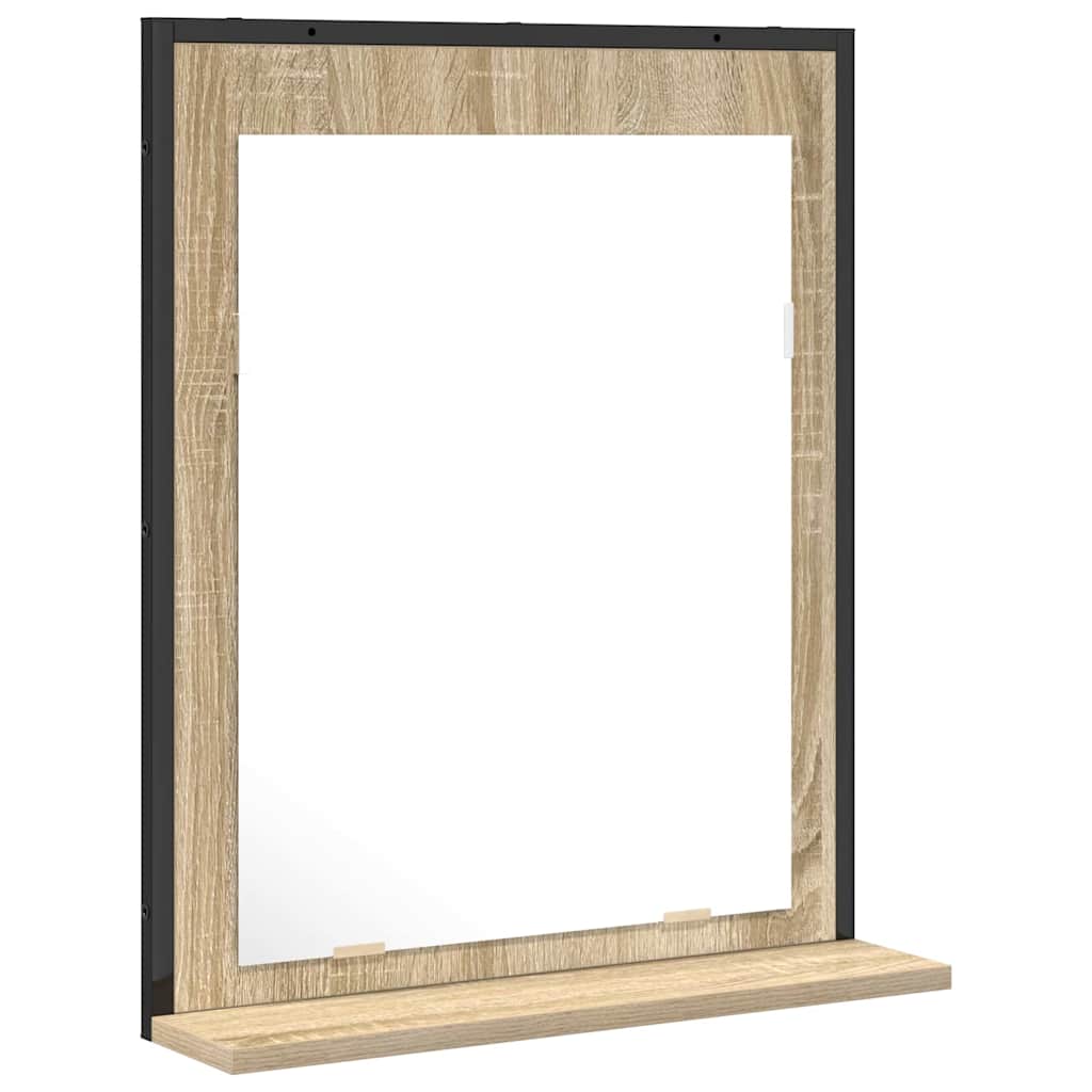 Lustro łazienkowe z półką Z lustrem Czarny 50 x 12 x 60 cm