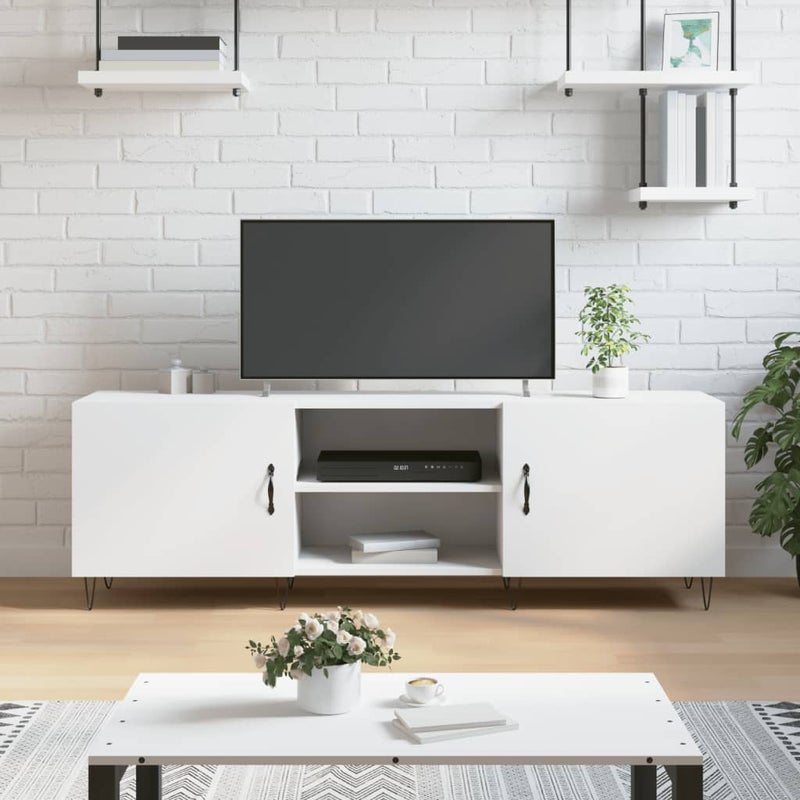 Szafka pod TV, biała, 150x30x50 cm, materiał drewnopochodny