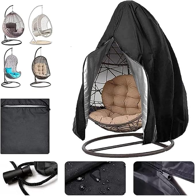 190 x 115 cm 1 szt. Pokrowiec na krzesło ogrodowe wiszące - pokrowiec na huśtawkę w kształcie jajka z zamkiem błyskawicznym, ochraniacz mebli ogrodowy