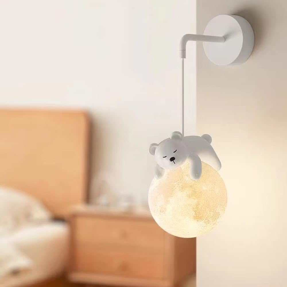 Dziecięca Lampka Nocna 3D Księżyc – Uroczy Design Królik/Panda, Dotykowe Sterowanie, Regulowana Jasność