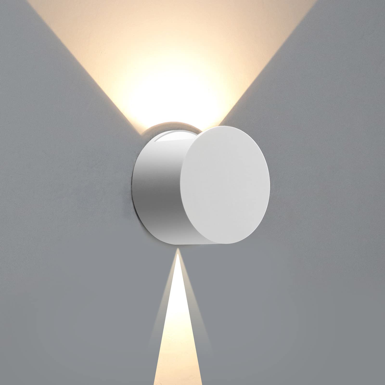 Nowoczesna lampa ścienna LED 6 W, oświetlenie w górę i w dół, wodoodporna, zewnętrzna kinkiet do sypialni, schodów, werandy, biała, 3000 K