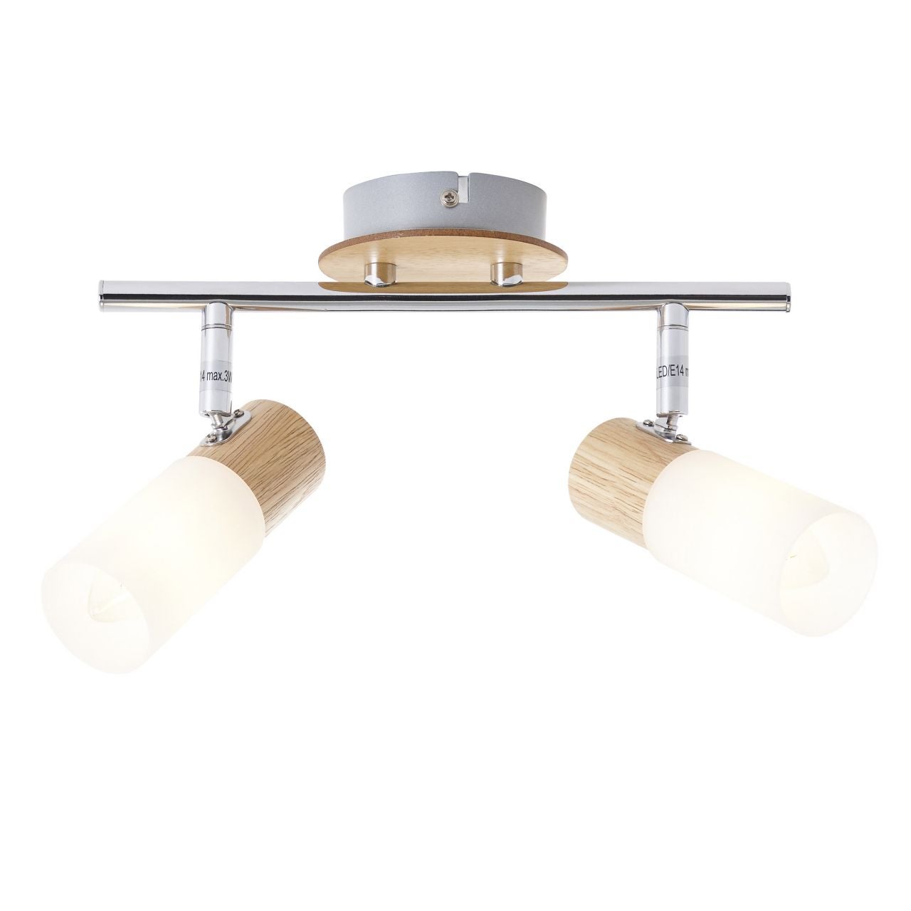Lampa BRILLIANT, tuba spot Avia 2 płomienie kolor czarny / drewno, metal / drewno, 2x D45, E14, 40W, żarówki w kształcie łezki (brak w zestawie), A ++
