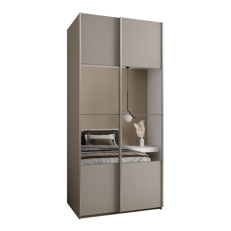 Szafa przesuwna wysoka Lux 4 120 x 64 x 245,5 cm kaszmir + kaszmir + u. srebrny - Abiks Meble