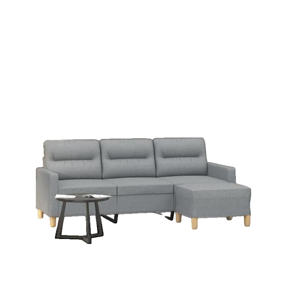 Sofa 3-osobowy vidaXL z podnóżkiem szary jasny trwała tkanina