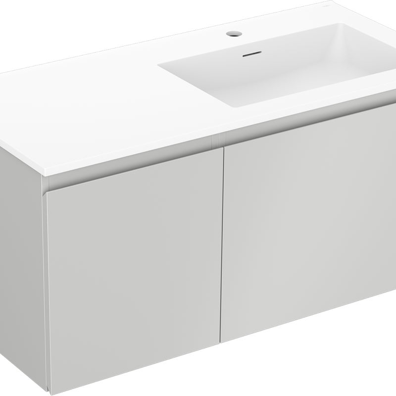 Mexen Orio szafka łazienkowa 100 cm z umywalką Otis prawą, 1S, 1D, szara mat/biała mat - 91A13-10047-3-BBFF62-W18P01