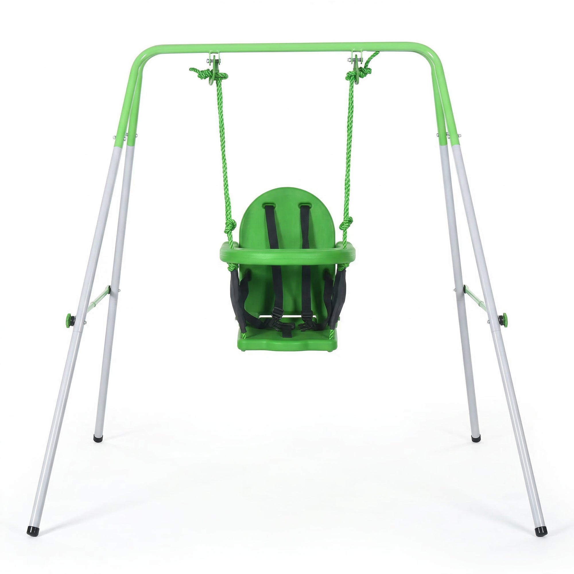 Huśtawka dla dzieci w wieku od 6 do 36 miesięcy, udźwig 25 kg, stal, wysokość 122 cm, kolor zielony