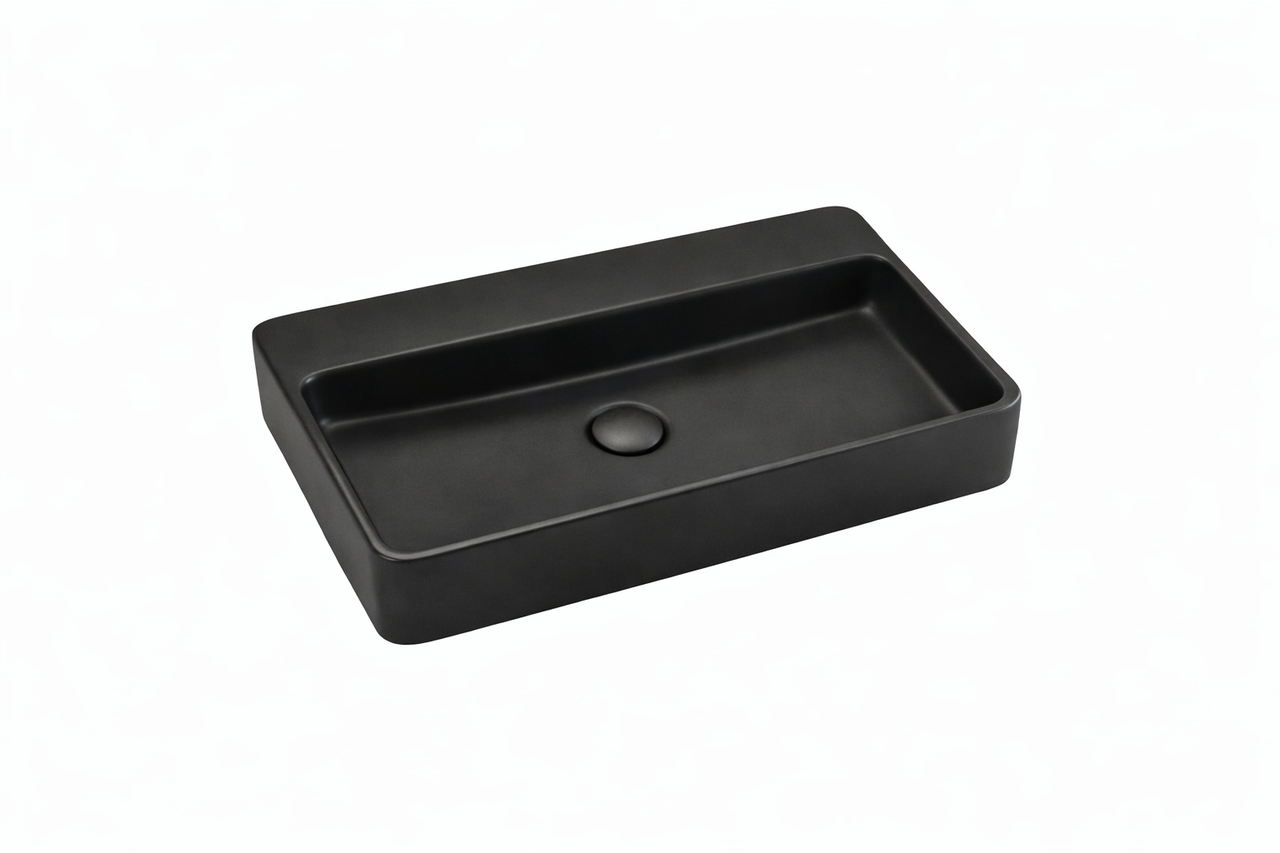 Umywalka nablatowa prostokątna – 60,5 x 41,5 cm – Czarny mat – ZAYRA