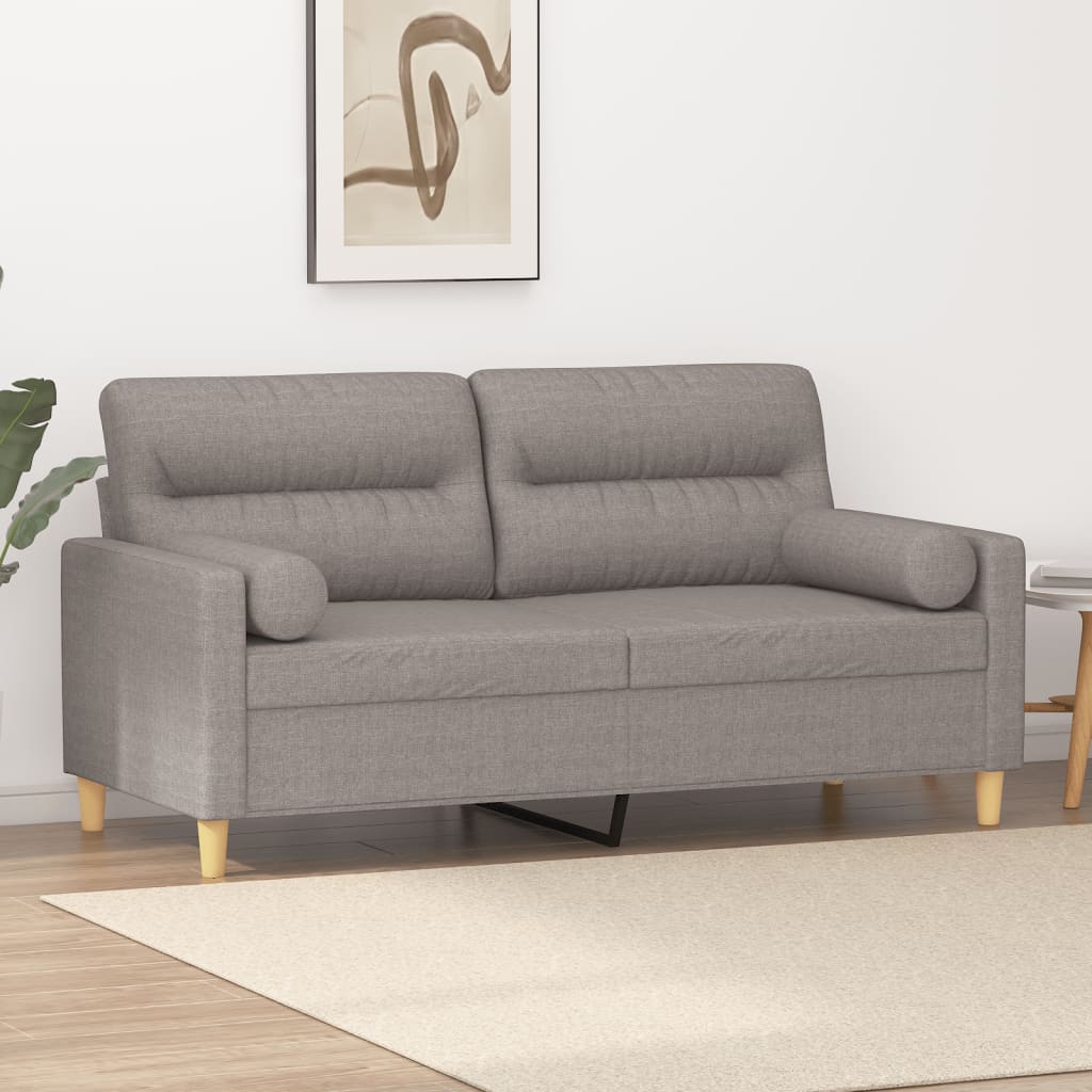 2-osobowa sofa z poduszkami, taupe, 140 cm, tkanina vidaXL