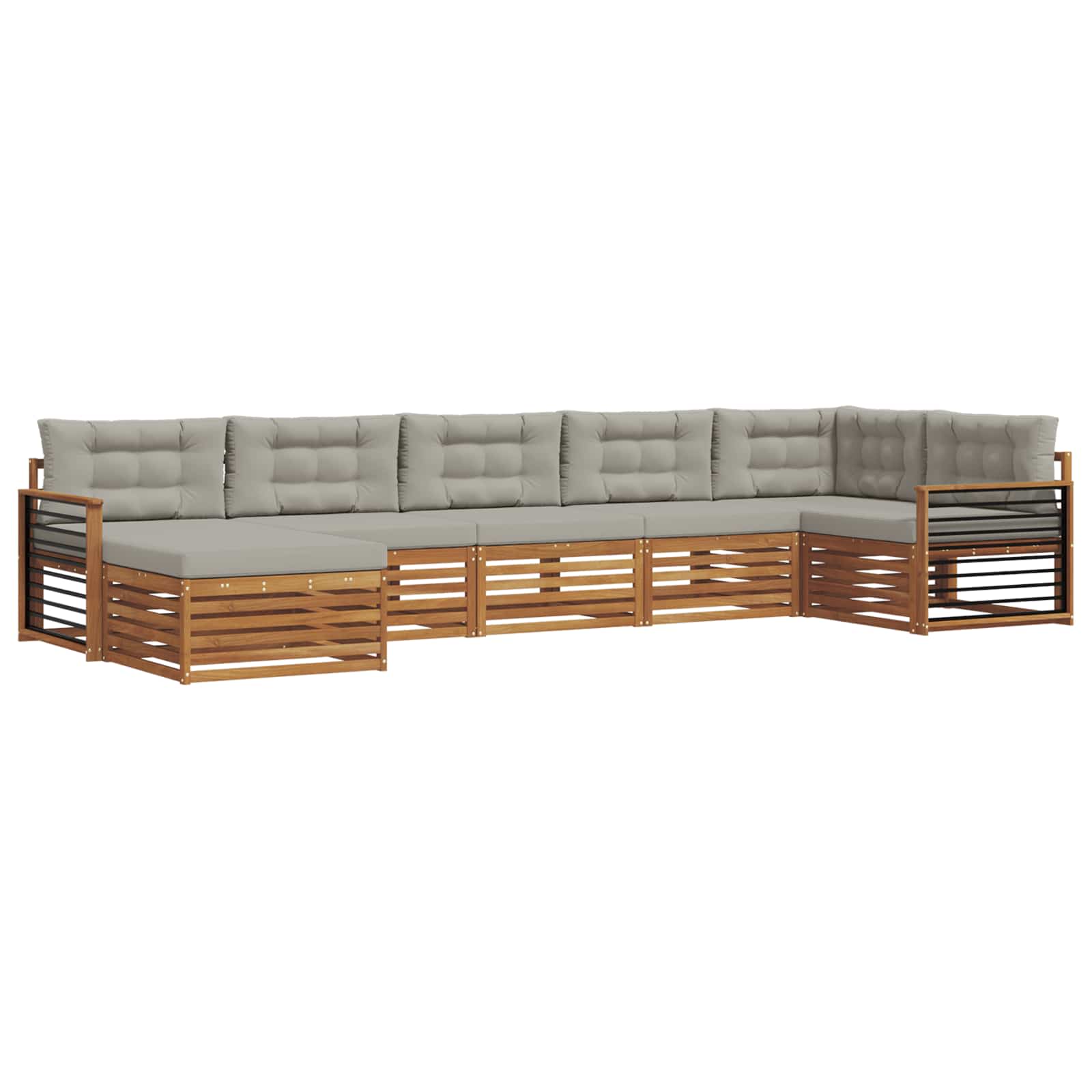 Zestaw sof na zewnątrz z poduszką 7 pcs Naturalny i Jasny Szary