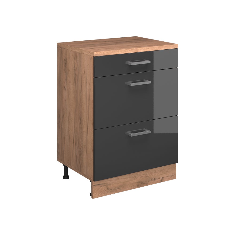 Vicco Komoda rozszerzająca Rion, Antracyt połysk/Dąb goldkraft, 60 x 46 cm bez skosu z 3 szufladami
