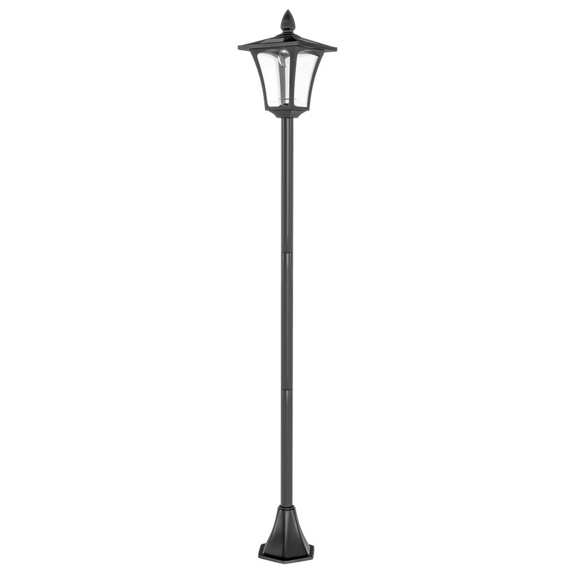 Zewnętrzna lampa solarna stojąca, klasyczna latarnia LED, 40 lumenów, wymiary 18 dł. x 18 szer. x 160 wys. cm, czarna