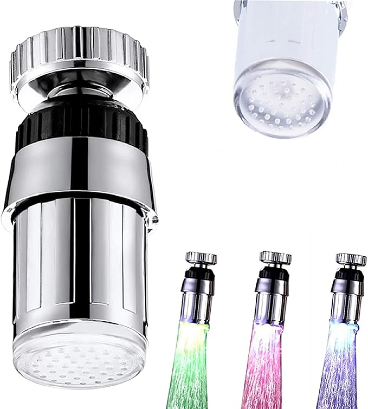 Bateria LED zmieniająca kolor pod wpływem temperatury, obrotowa o 360 stopni, trójkolorowa bateria z czujnikiem, akcesoria