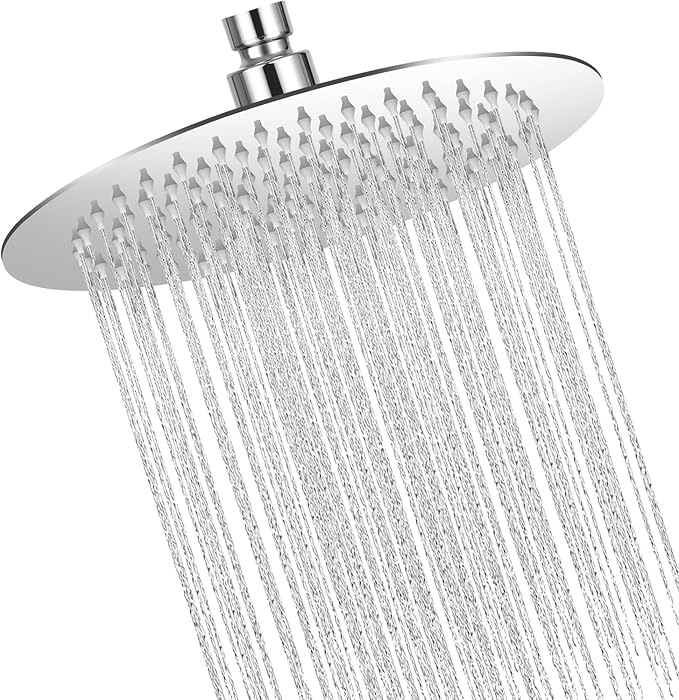 Okrągła głowica prysznicowa 8 cali/20 cm Głowica prysznicowa Rain, głowica prysznicowa ze stali nierdzewnej, stal nierdzewna 304 360° obrotowa