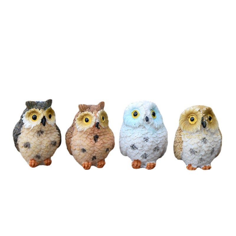 4 szt. 2,5*2,5*3 cm miniaturowa ozdoba ogrodowa w kształcie sowy, figurka sowy z żywicy, doniczki ogrodowe w kształcie sowy, dekoracja do domku dla la
