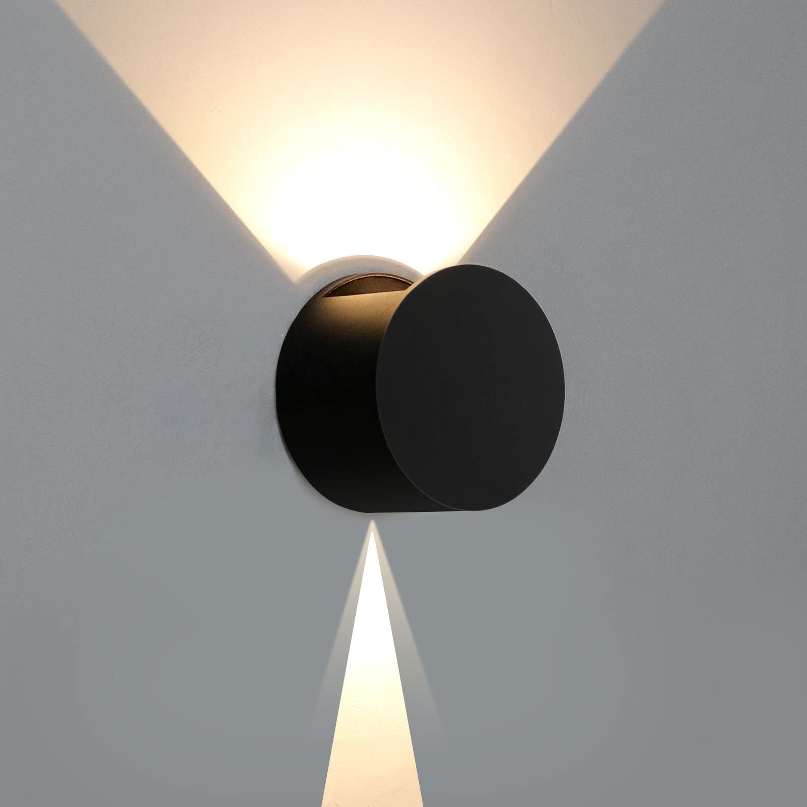 Nowoczesna lampa ścienna LED 6 W, oświetlenie w górę i w dół, wodoodporna, zewnętrzna kinkiet do sypialni, schodów, werandy, czarna, 3000 K