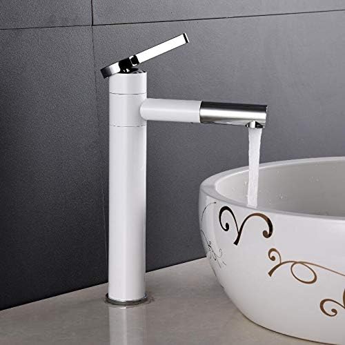 Bateria umywalkowa obrotowa + uchwyt do łazienki, elegancka biała, wysoka