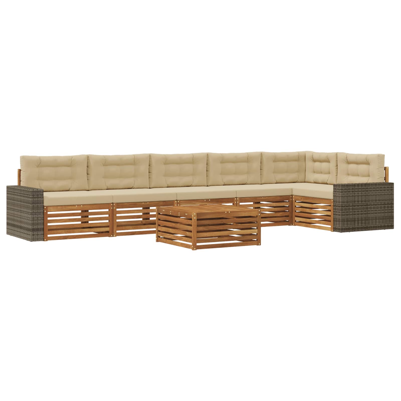 Zestaw sof na zewnątrz 7 pcs Naturalny i Beżowy 79 x 79 x 37 cm