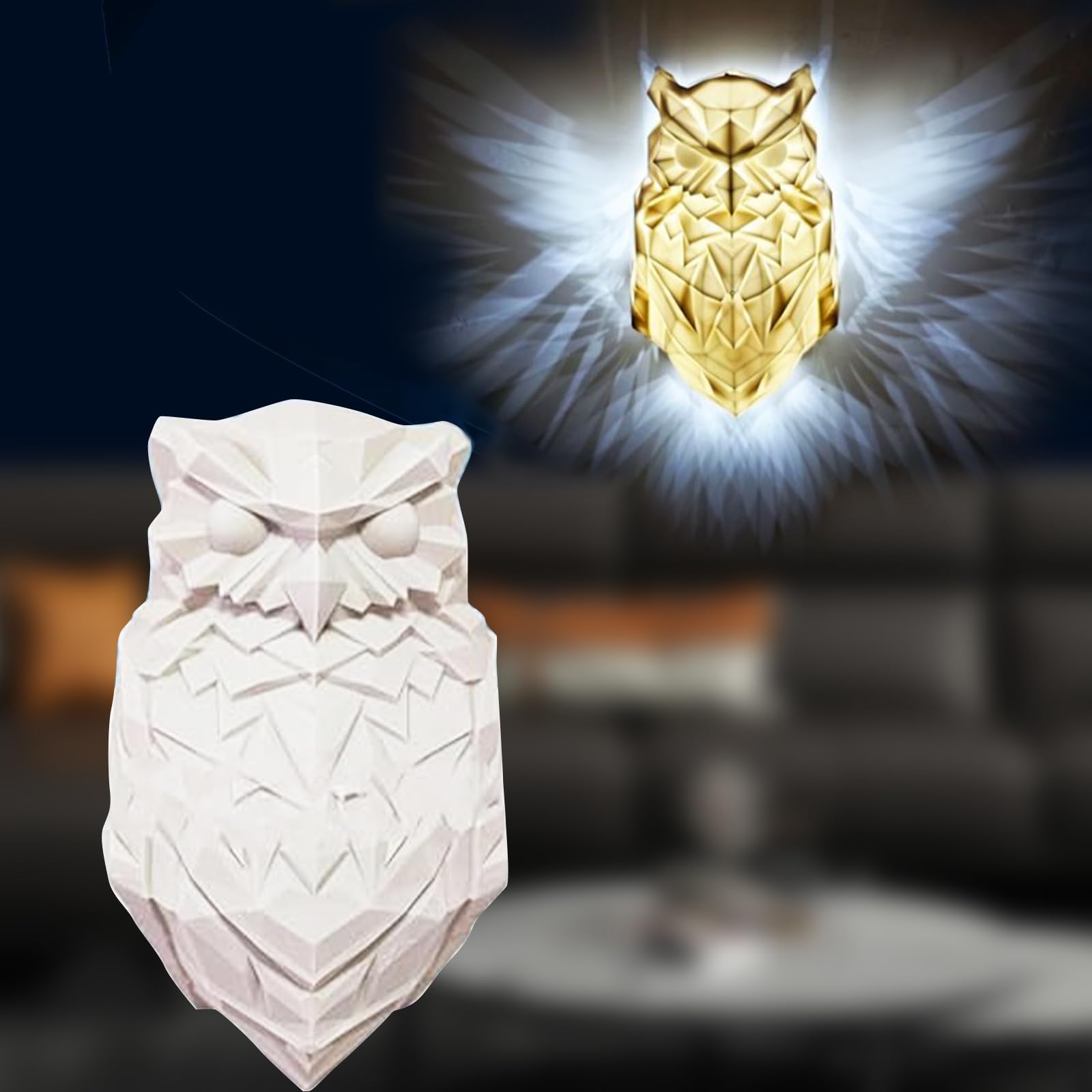 Kinkiet LED 3D w kształcie zwierzęcia, lampka nocna w kształcie sowy białogłowej, lampa dekoracyjna do domu z nadrukiem 3D