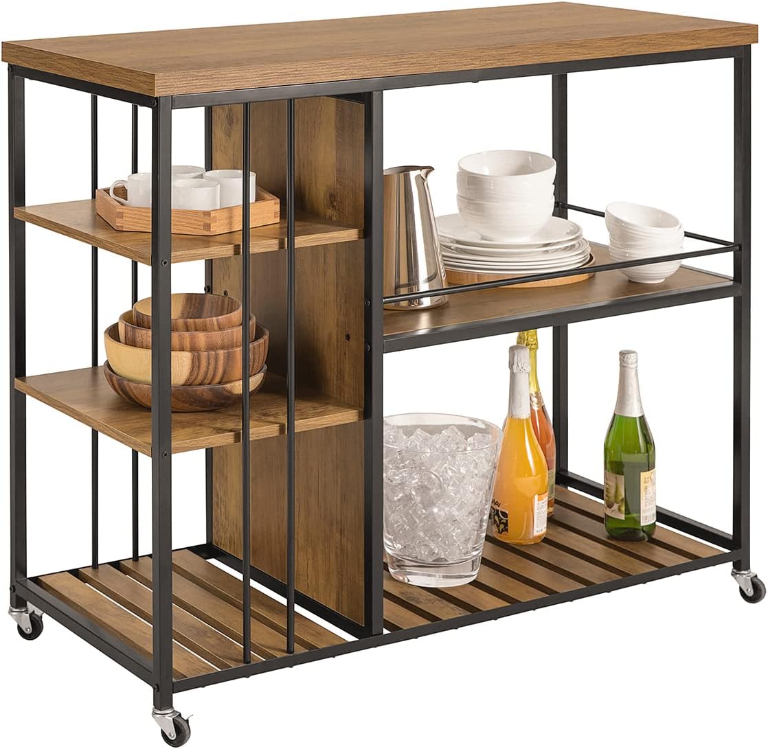 SoBuy Wózek kuchenny z 5 półkami Brązowy 110x45x91cm Przemysłowy SVW18-F