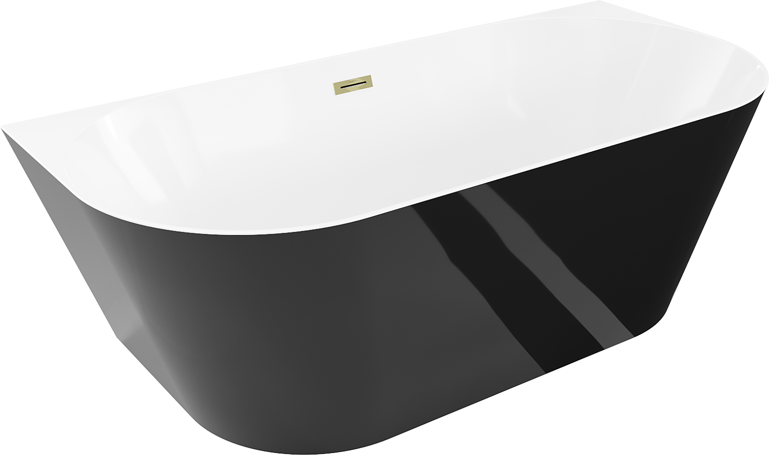 Mexen Oval Slim wanna wolnostojąca przyścienna 170 x 80 cm, biała/czarna, przelew złoty - 52661708075-50