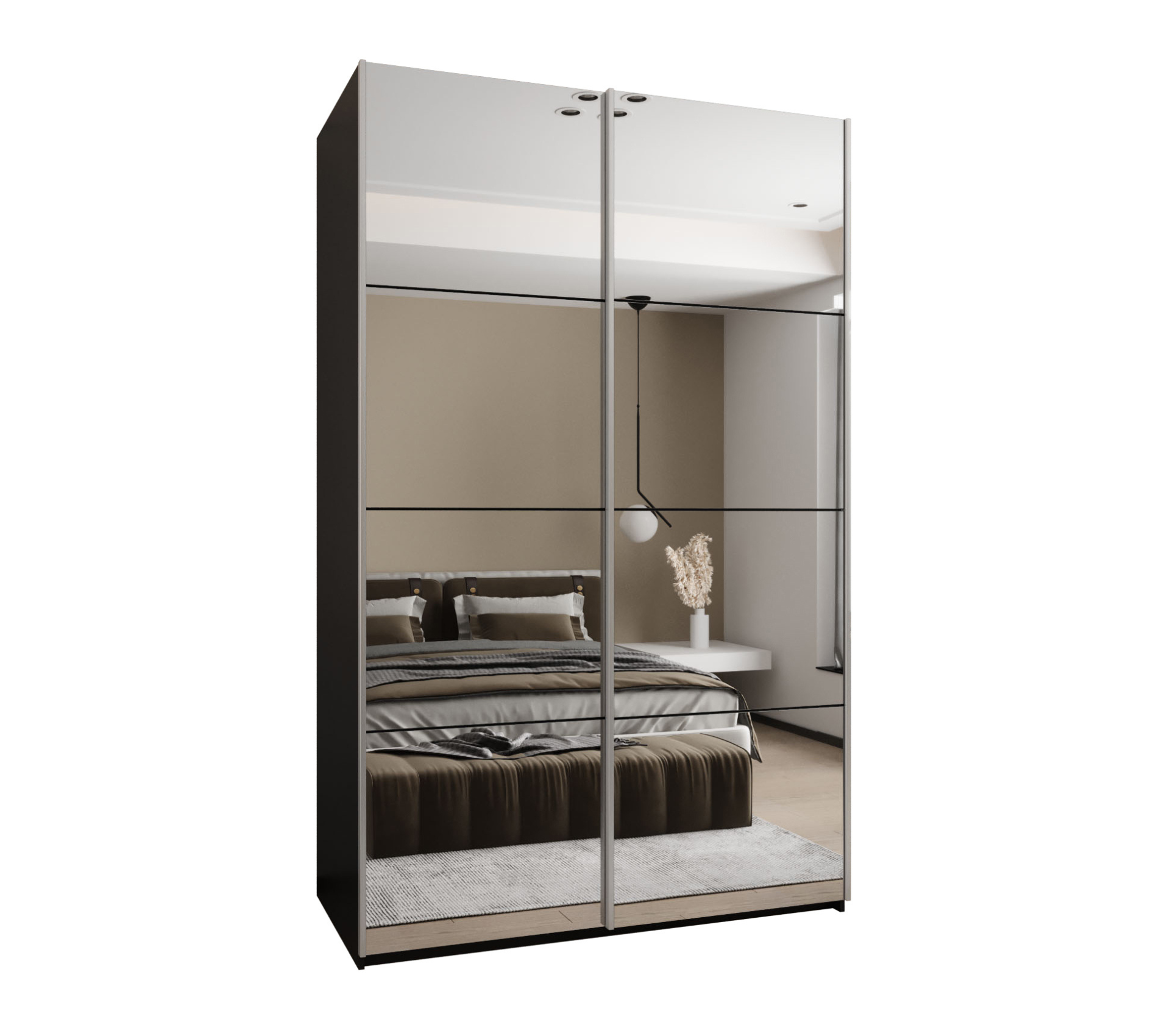 Szafa przesuwna wysoka Lux 2 150 x 64 x 245,5 cm czarny + czarny + u. srebrny - Abiks Meble