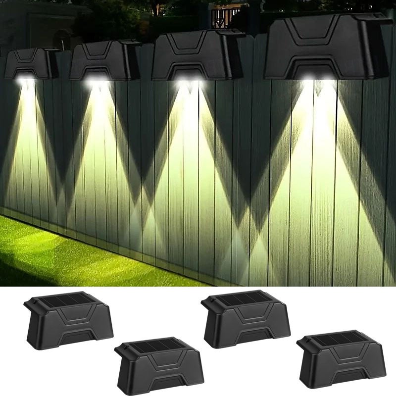 Zestaw 4 lamp solarnych na taras, wodoszczelne lampy LED do schodów, oświetlenie ścieżek, oświetlenie ogrodzenia, zimna biel