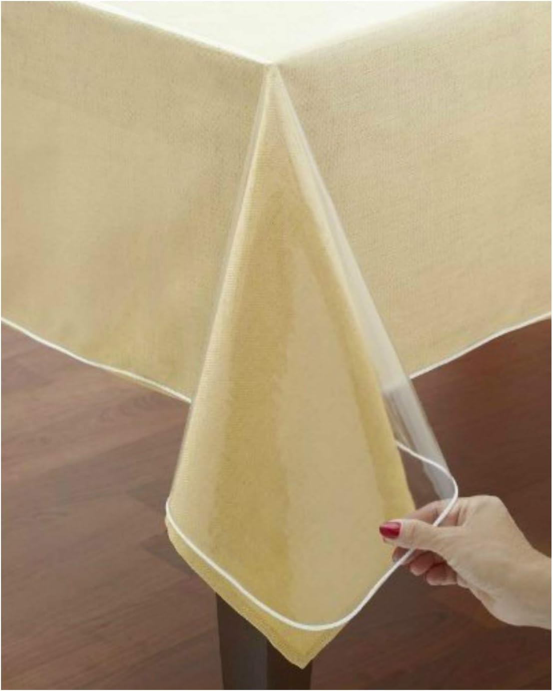 (140 x 260 cm) Cienki ochronny obrus z PVC, przezroczysty prostokąt.